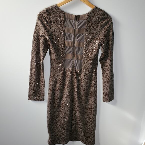 Alice + Olivia Nala Sequined Dress in Chocolate (Brown) Size S - Picture 2 of 12